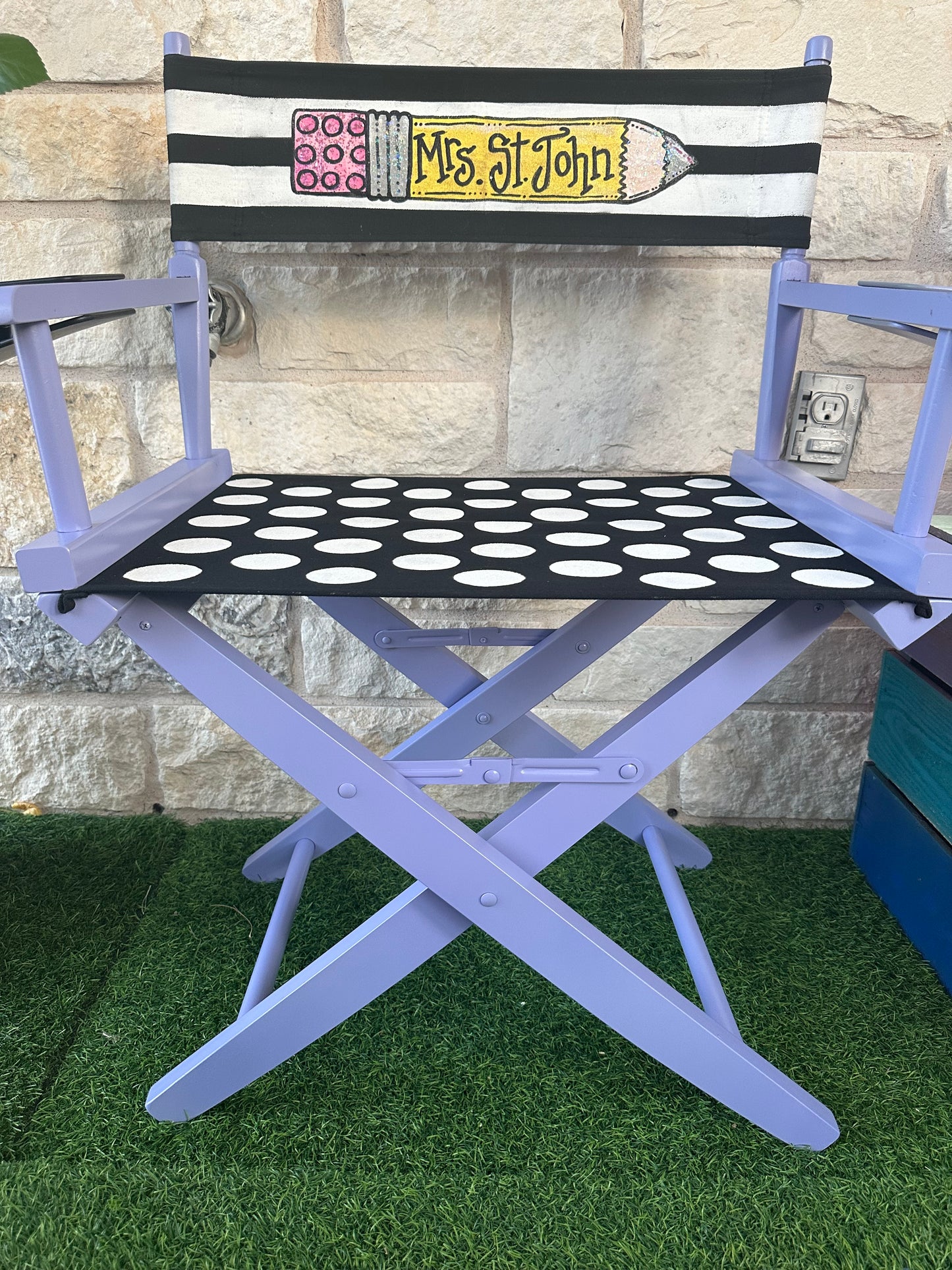 Sweet Lilac Custom Director Chair Hand painted and Personalized by Jez just for you = JEZ4U with 1 free cupholder ready to ship