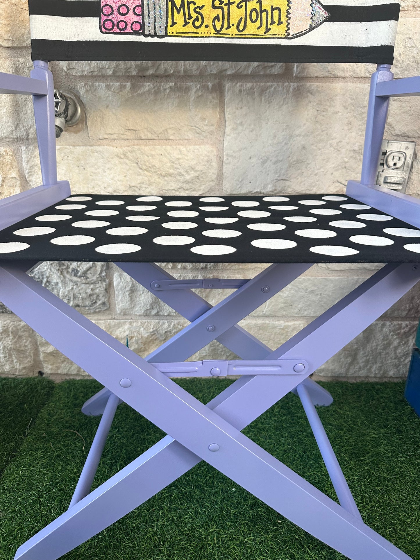 Sweet Lilac Custom Director Chair Hand painted and Personalized by Jez just for you = JEZ4U with 1 free cupholder ready to ship