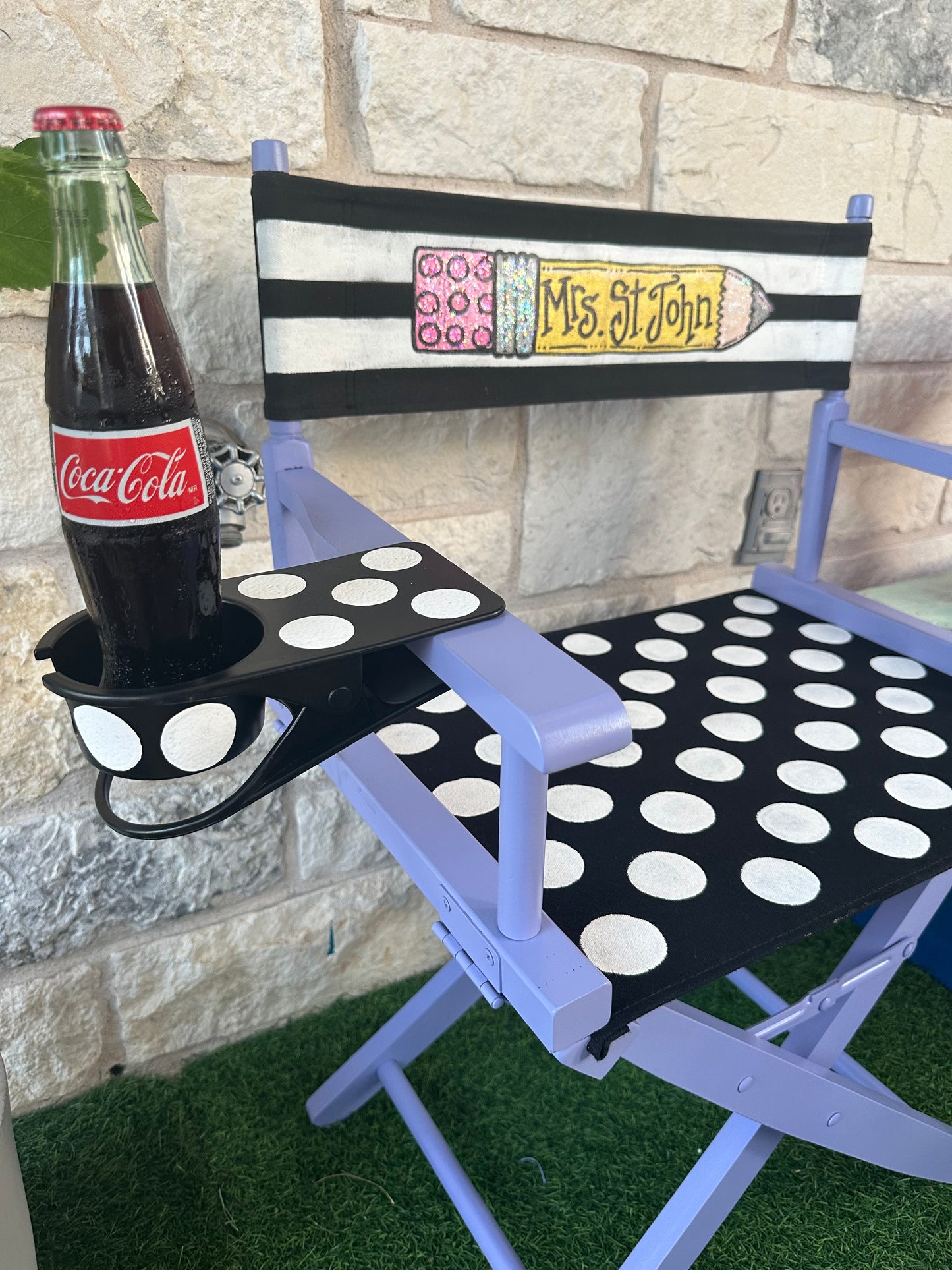 Sweet Lilac Custom Director Chair Hand painted and Personalized by Jez just for you = JEZ4U with 1 free cupholder ready to ship
